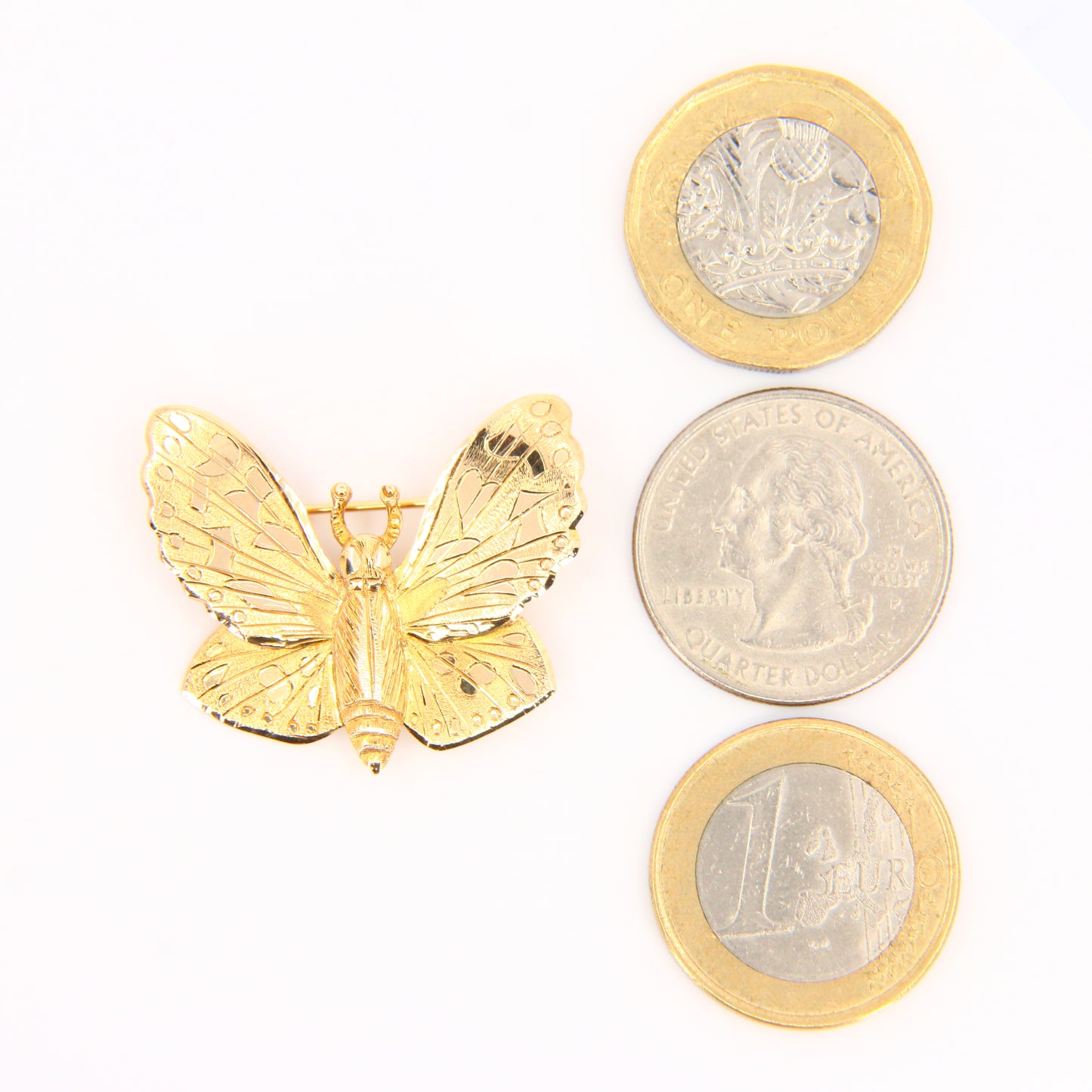 Vintage 9ct Butterfly Brooch Detailed 9 Carat Hallmarked Yellow Gold Boxed Gift