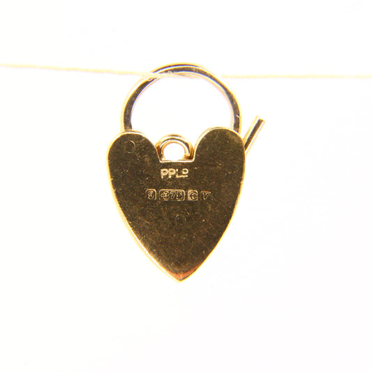 Vintage 9ct Gold Heart Lock Charm – Hallmarked Yellow Gold