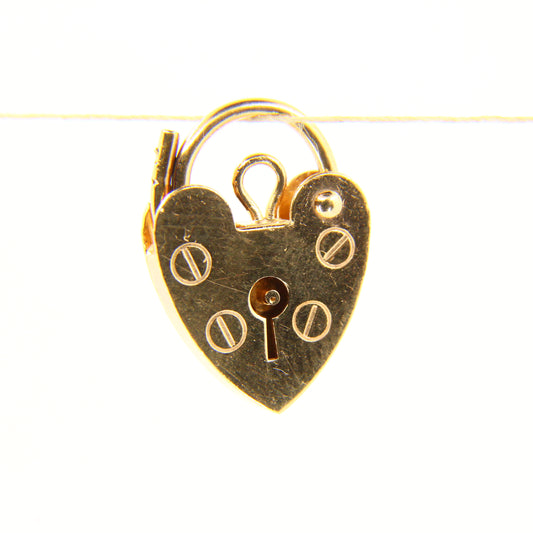 Vintage 9ct Gold Heart Lock Charm – Hallmarked Yellow Gold