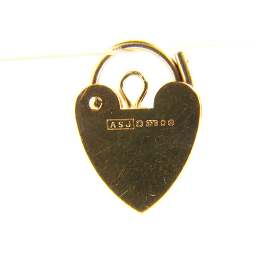 Vintage 9ct Gold Heart Lock Charm – Hallmarked Yellow Gold