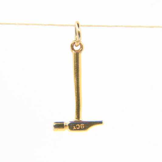 Vintage 9ct Yellow Gold Hammer Charm Blacksmith Tool Pendant