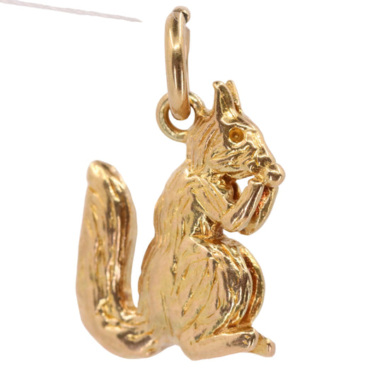 Vintage 9ct Hallmarked Gold Eating Squirrel Charm Pendant Woodland Animal Gift