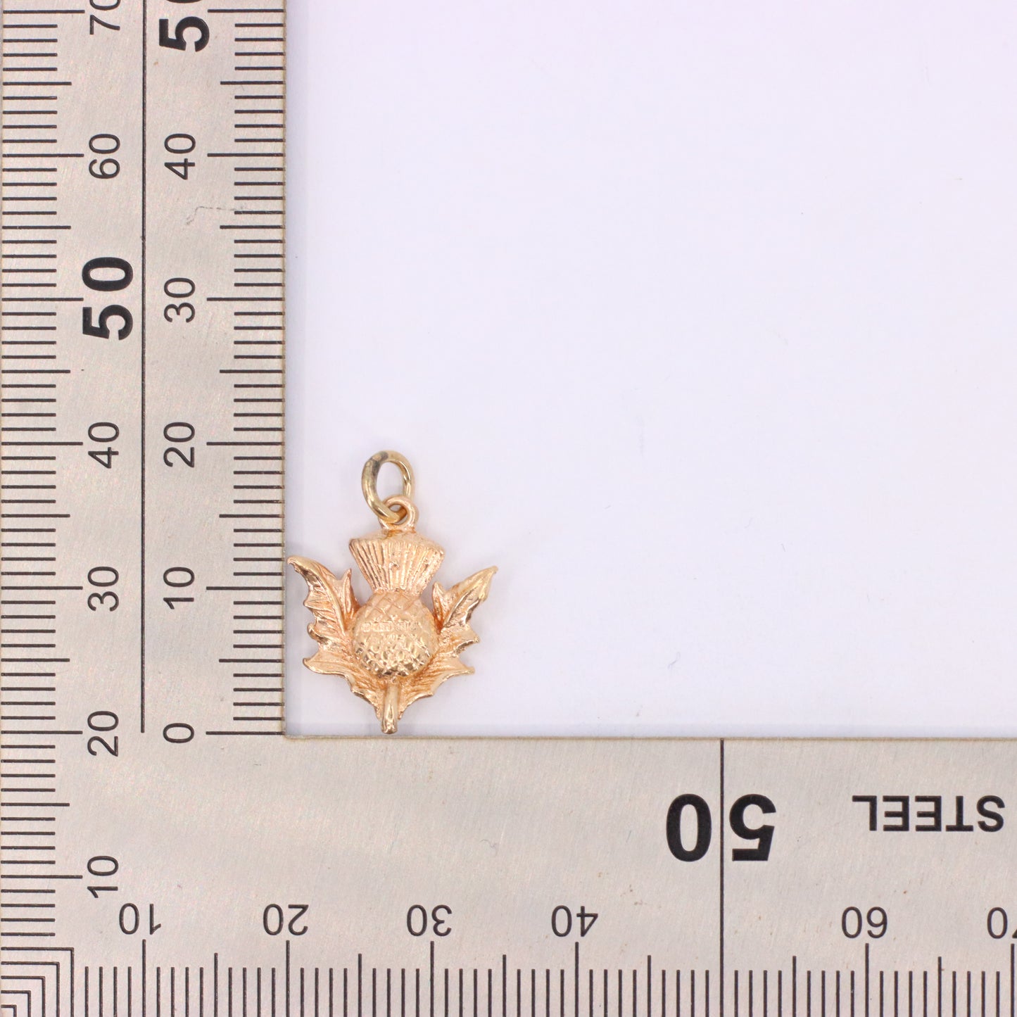 Vintage 9ct Hallmarked Gold Flower Of Scotland Thistle Charm Scottish Pendant
