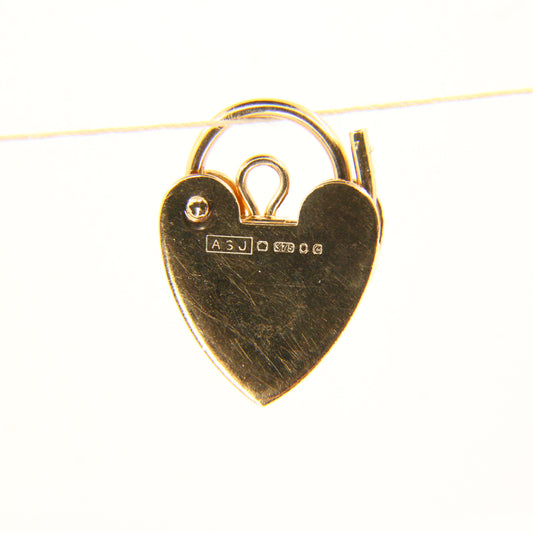 Vintage 9ct Gold Heart Padlock Charm – Hallmarked Solid Gold Gift