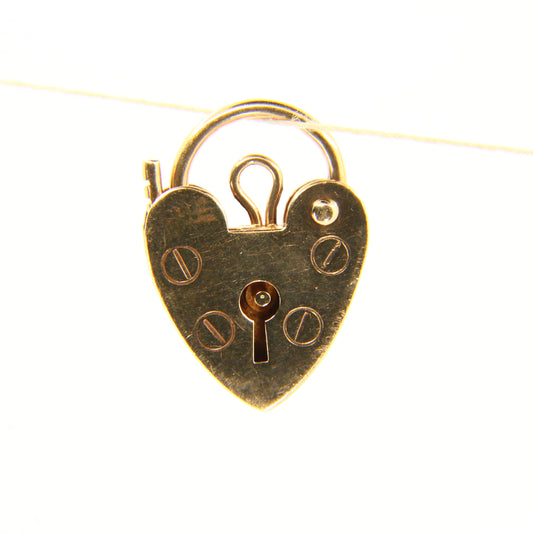 Vintage 9ct Gold Heart Lock Charm – Hallmarked Yellow Gold