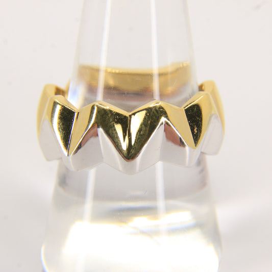 Vintage 18ct Hallmarked Stuart Devlin Two Tone Gold Wedding Band Ring UK Size R