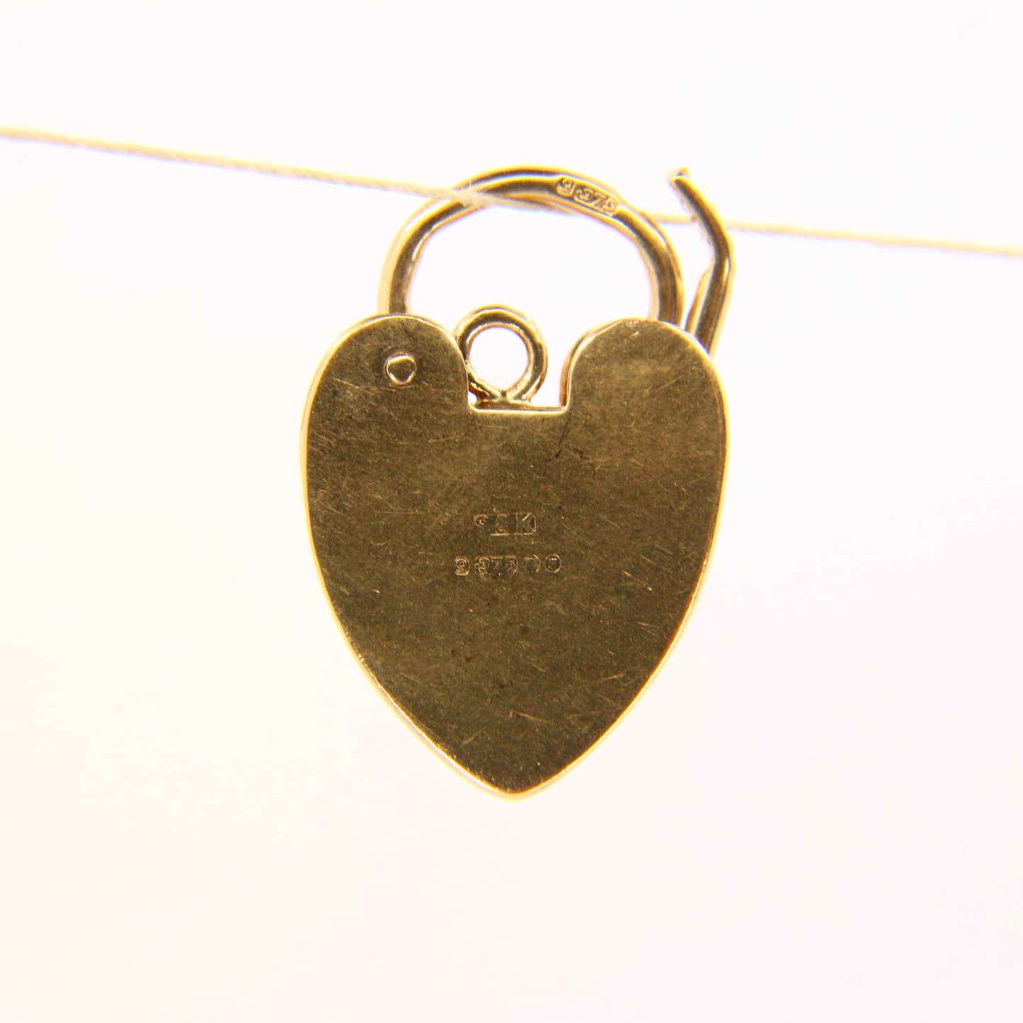 Vintage 9ct Gold Heart Lock Pendant - Engraved Solid Yellow Gold Hallmarked Charm
