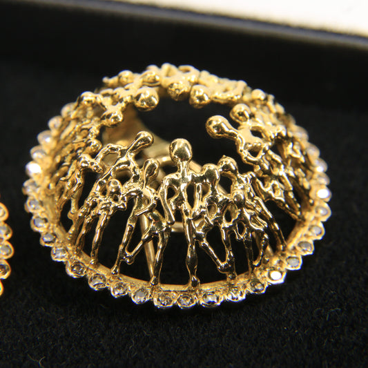 Vintage 18ct Hallmarked Stuart Devlin “The People” Yellow Gold & Diamond Clip-On Earrings