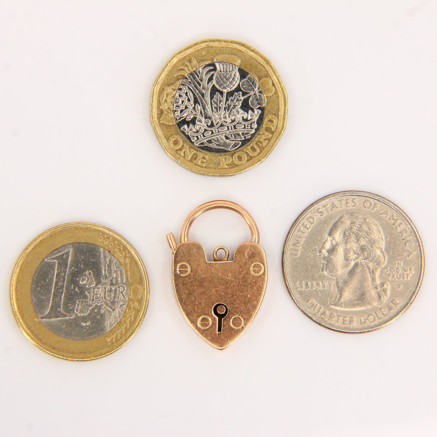 Vintage 9ct Gold Heart Lock Charm – Solid 9 Carat Yellow Gold