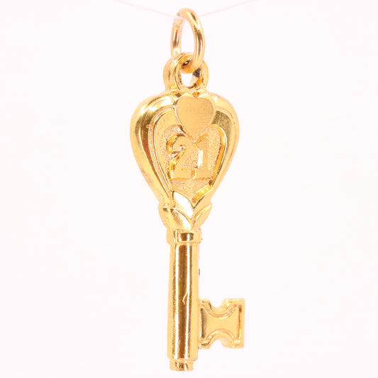 Vintage 9ct Hallmarked Gold Georg Jensen 21 Key Charm Pendant Coming of Age Gift