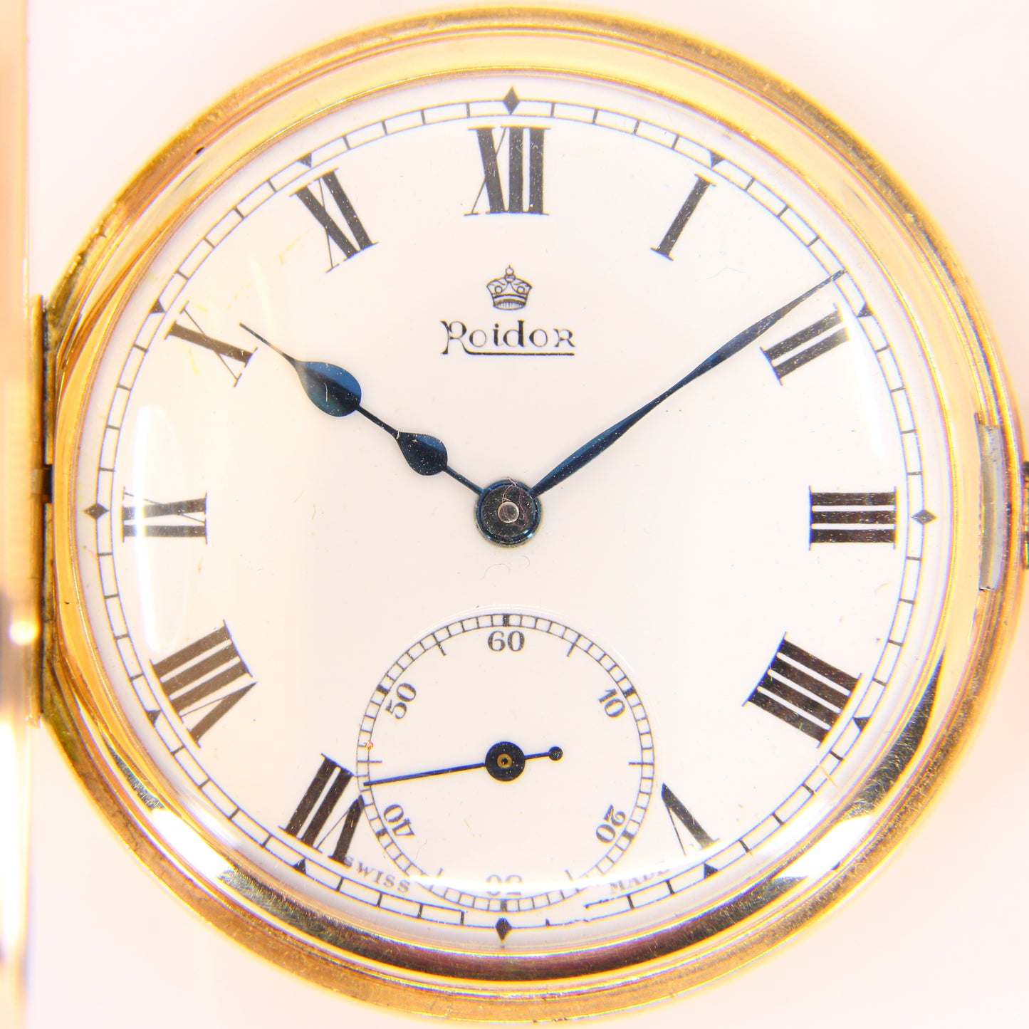 Vintage 9 Carat Half Hunter Pocket Watch Roldor 17 Jewel Hallmarked