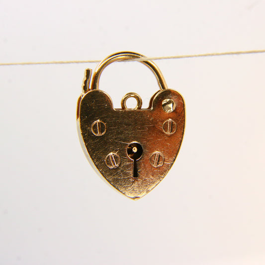Vintage 9ct Gold Heart Lock Charm – Hallmarked Yellow Gold