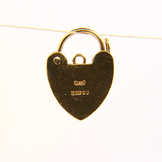Vintage 9ct Gold Heart Lock Charm – Hallmarked Yellow Gold