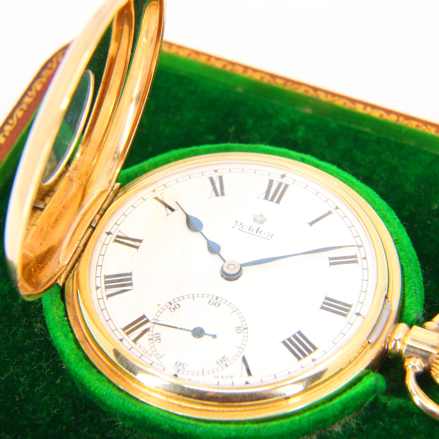 Vintage 9 Carat Half Hunter Pocket Watch Roldor 17 Jewel Hallmarked
