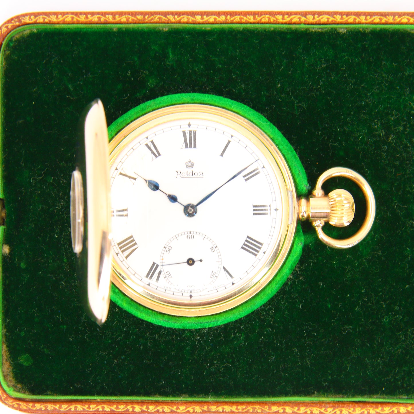 Vintage 9 Carat Half Hunter Pocket Watch Roldor 17 Jewel Hallmarked