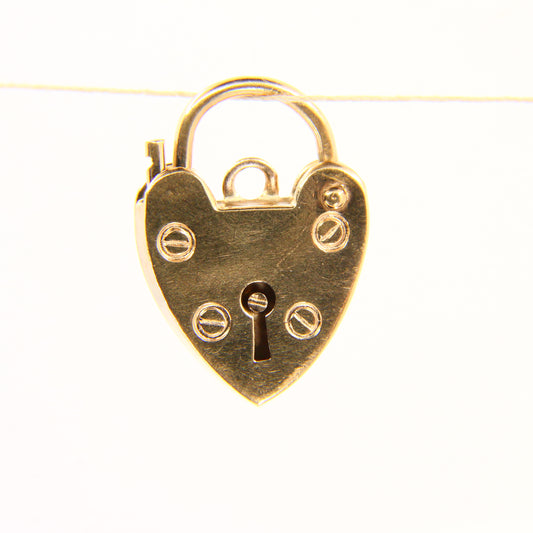 Vintage 9ct Gold Heart Lock Charm – Hallmarked Yellow Gold