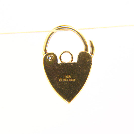Vintage 9ct Gold Heart Lock Charm – Hallmarked Yellow Gold