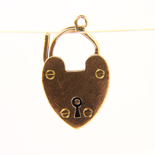 Vintage 9ct Gold Heart Lock Charm – Hallmarked Yellow Gold