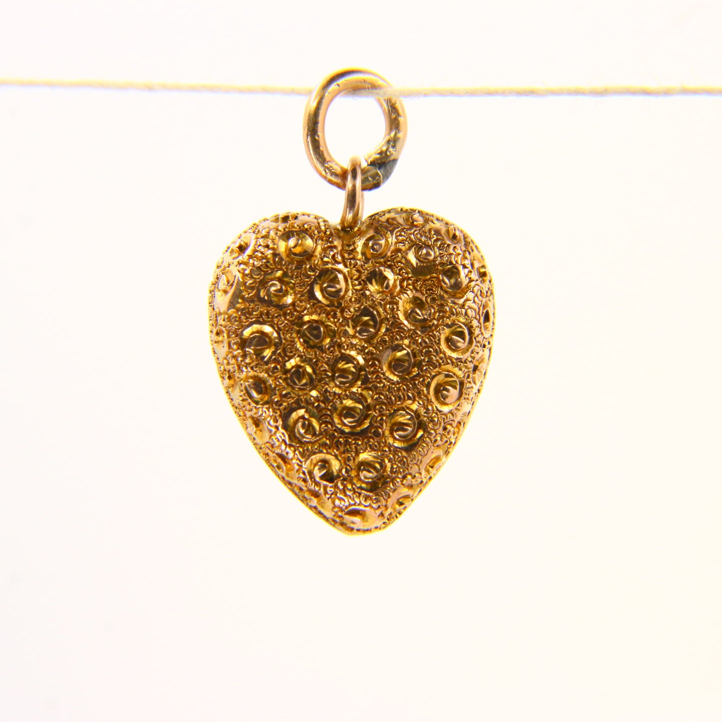 Vintage 9ct Gold Puff Heart Charm – Solid Gold Charm Gift