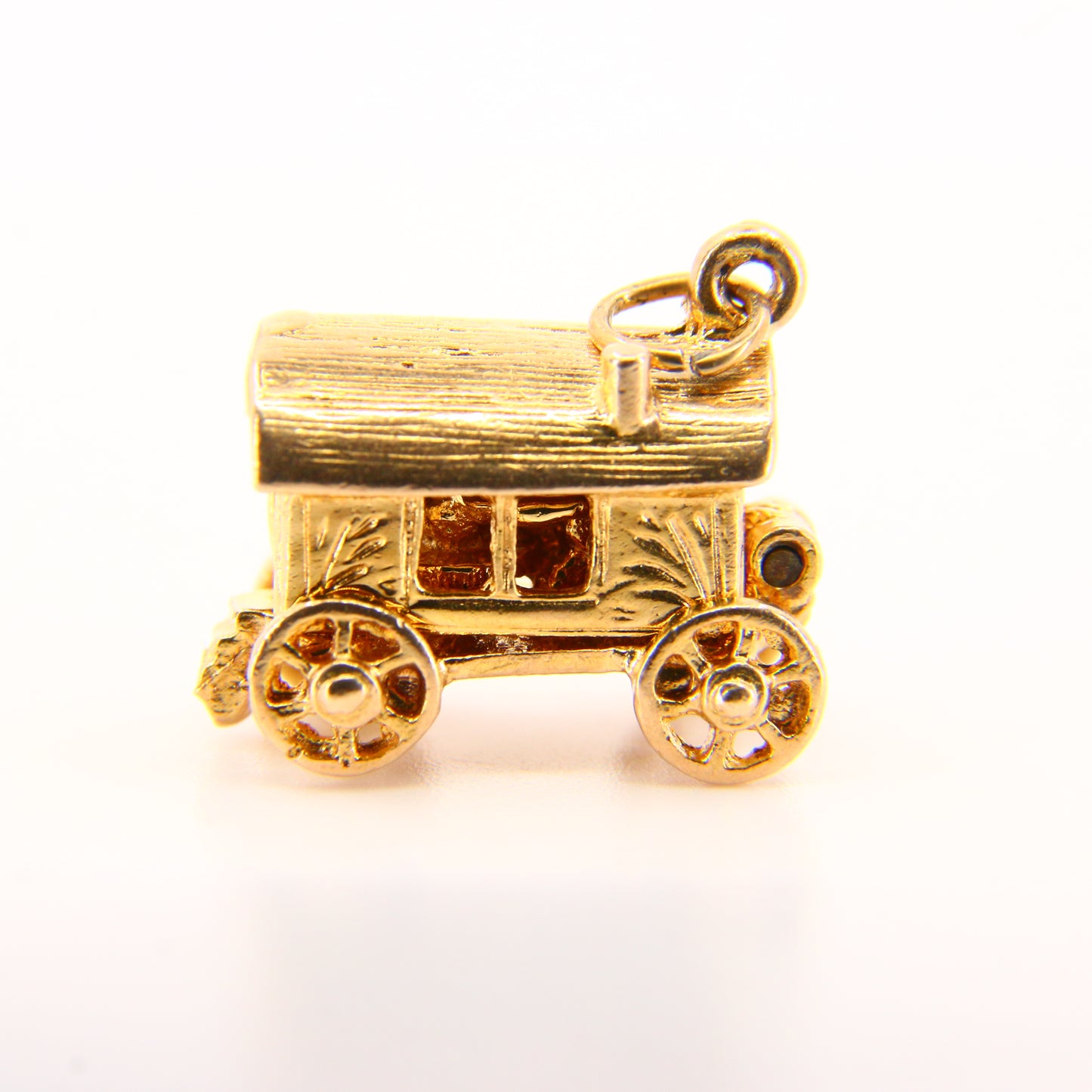 Vintage 9ct Opening Charm Fortune Teller Hallmarked Yellow Gold Gypsy Waggon Pendant
