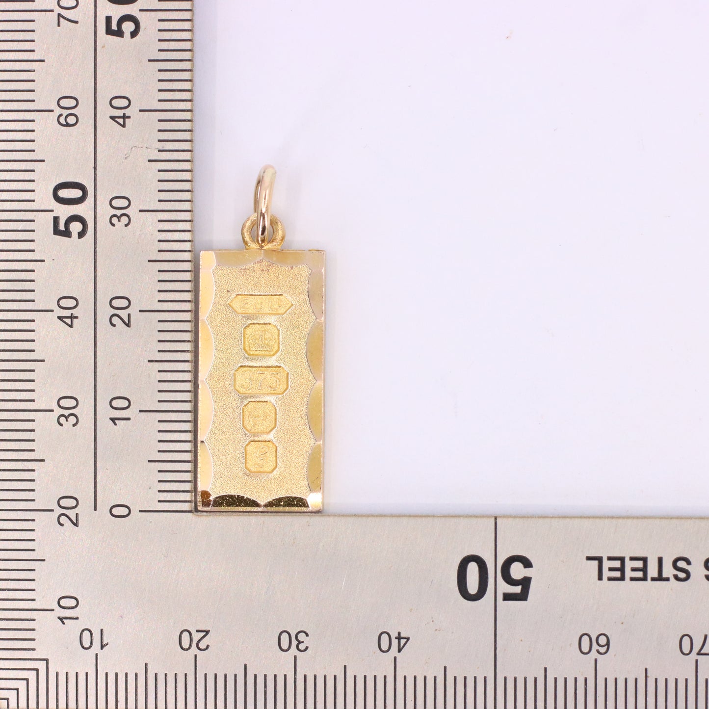 Vintage 9ct Hallmarked 1981 Yellow Gold Ingot Pendant Textured Bar Gift
