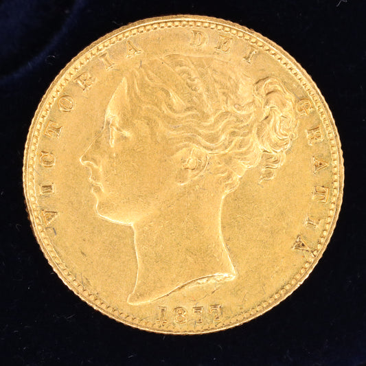 Antique 22ct Queen Victoria Young Head Shield Back Sovereign Coin Boxed