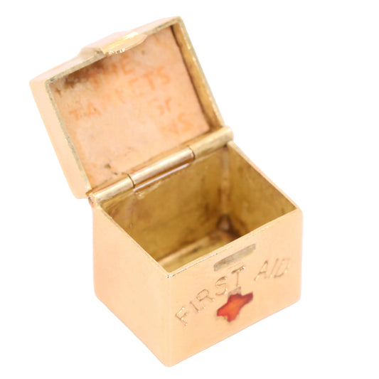 Vintage 9ct Hallmarked Gold Georg Jensen Opening First Aid Box Charm Pendant Gift