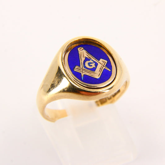 Vintage 9ct Gold Masonic Spinner Ring – UK P½ – Hallmarked Solid Gold