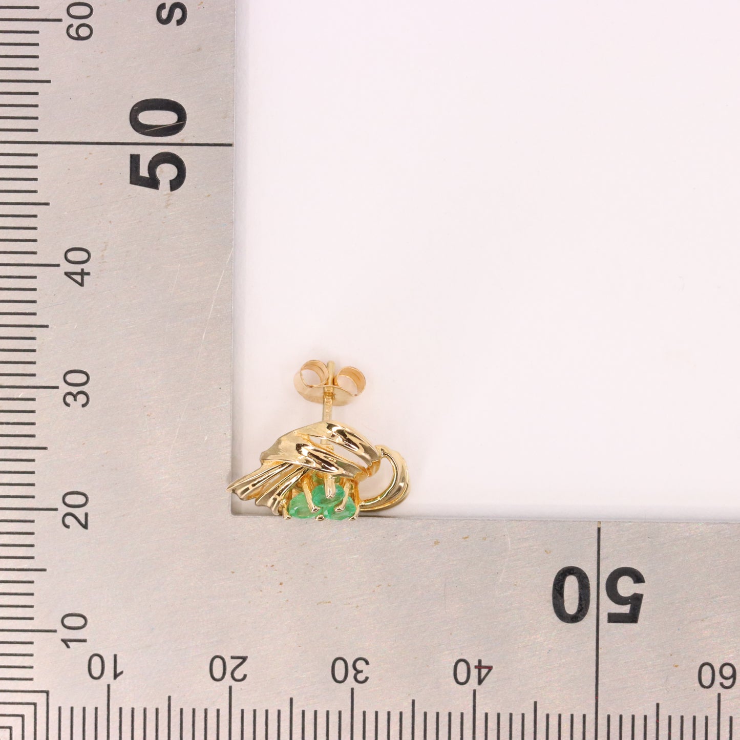 Vintage 9ct Hallmarked Yellow Gold Emerald Knot Stud Earrings Boxed Gift