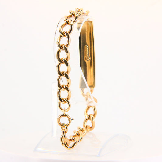 Vintage 9ct Gold I.D. Bracelet 8.5" – Hallmarked Yellow Gold Chain