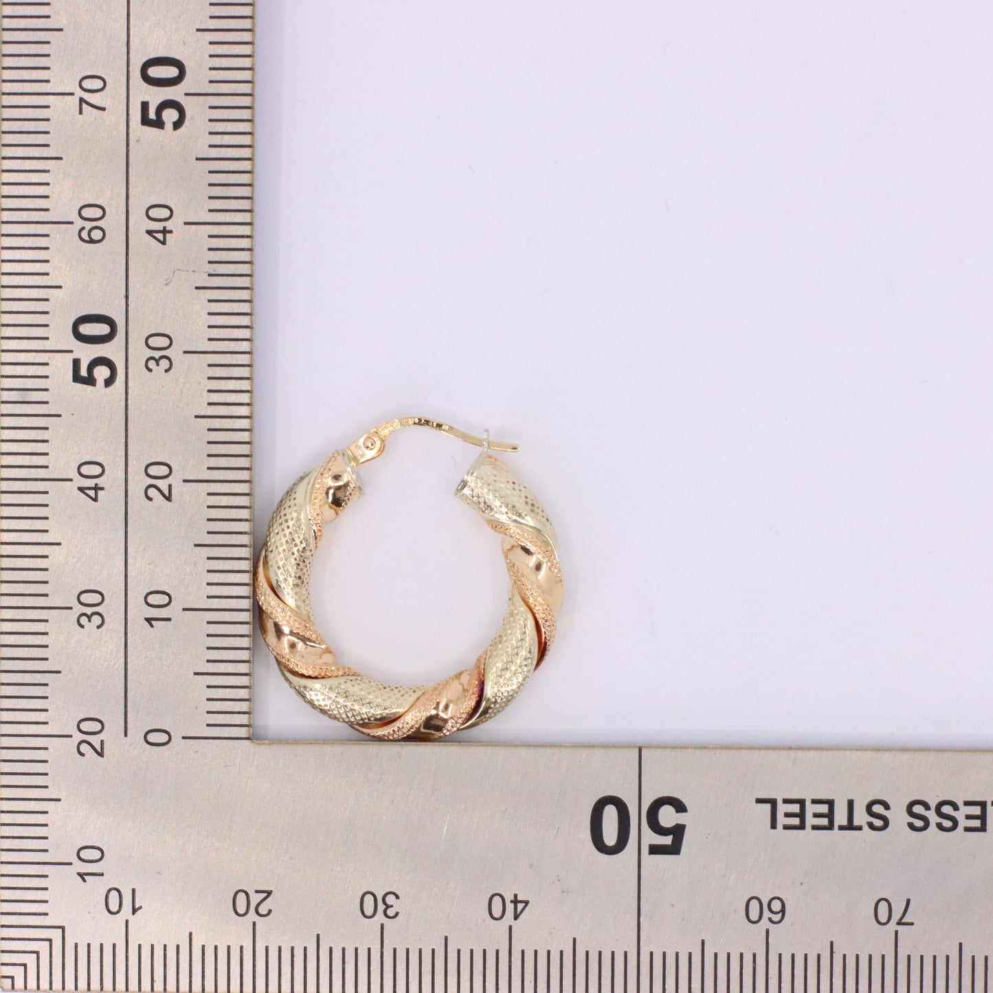 Vintage 9ct Hallmarked Two Tone Gold Twist Hoop Earrings Italian Boxed Gift