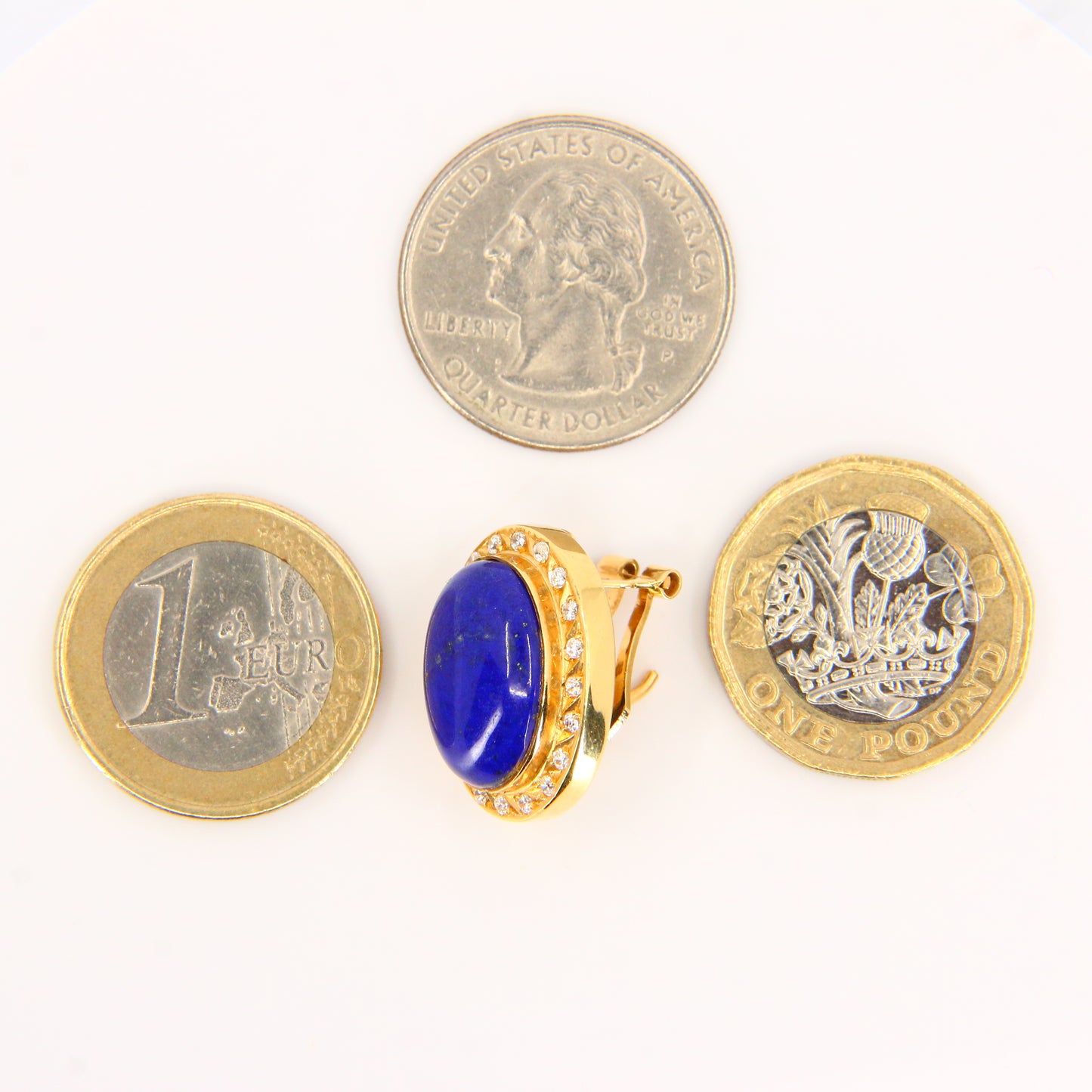 Vintage 18ct Lapis & CZ Earrings – Orintio Joyeros – Gold Earrings Boxed Gift