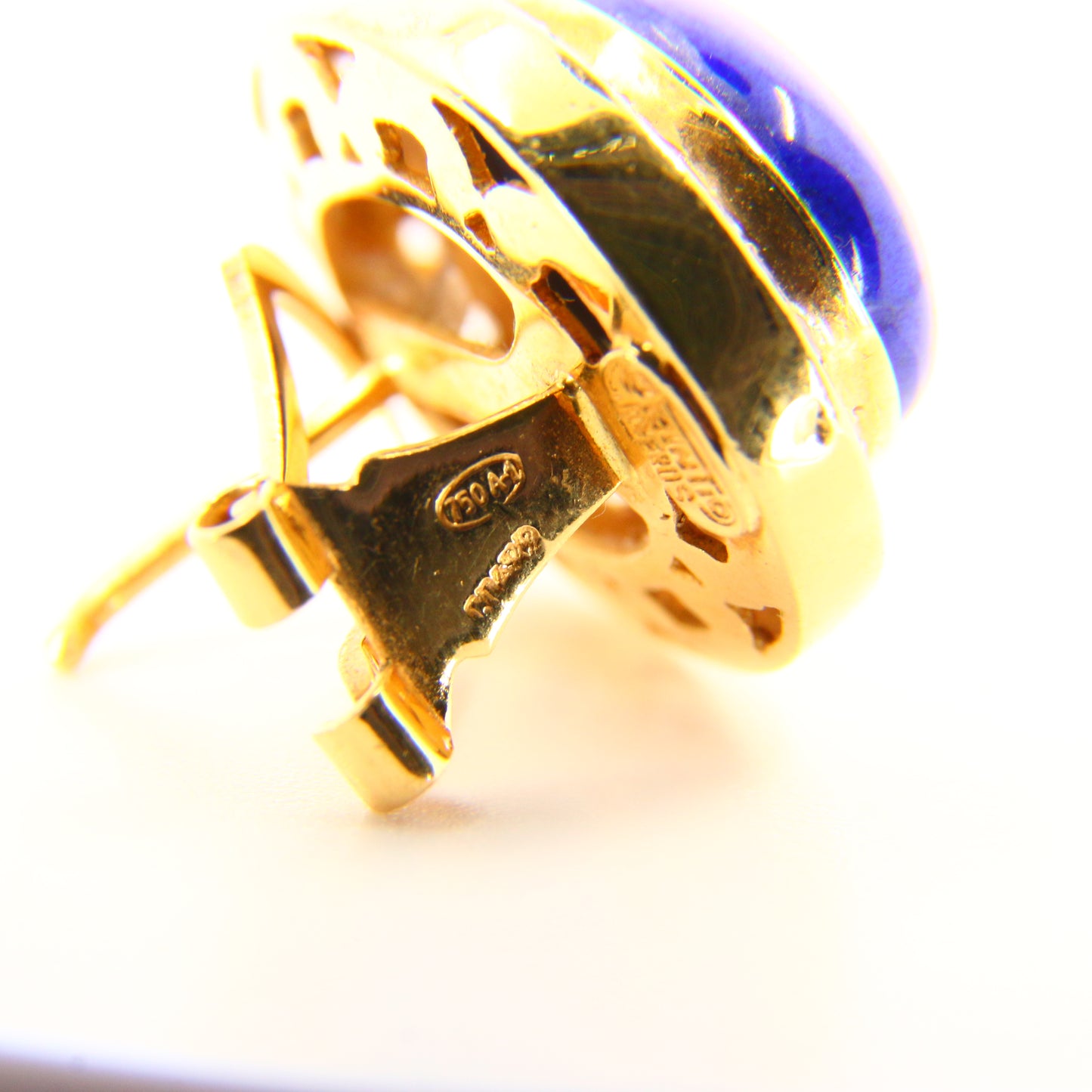 Vintage 18ct Lapis & CZ Earrings – Orintio Joyeros – Gold Earrings Boxed Gift