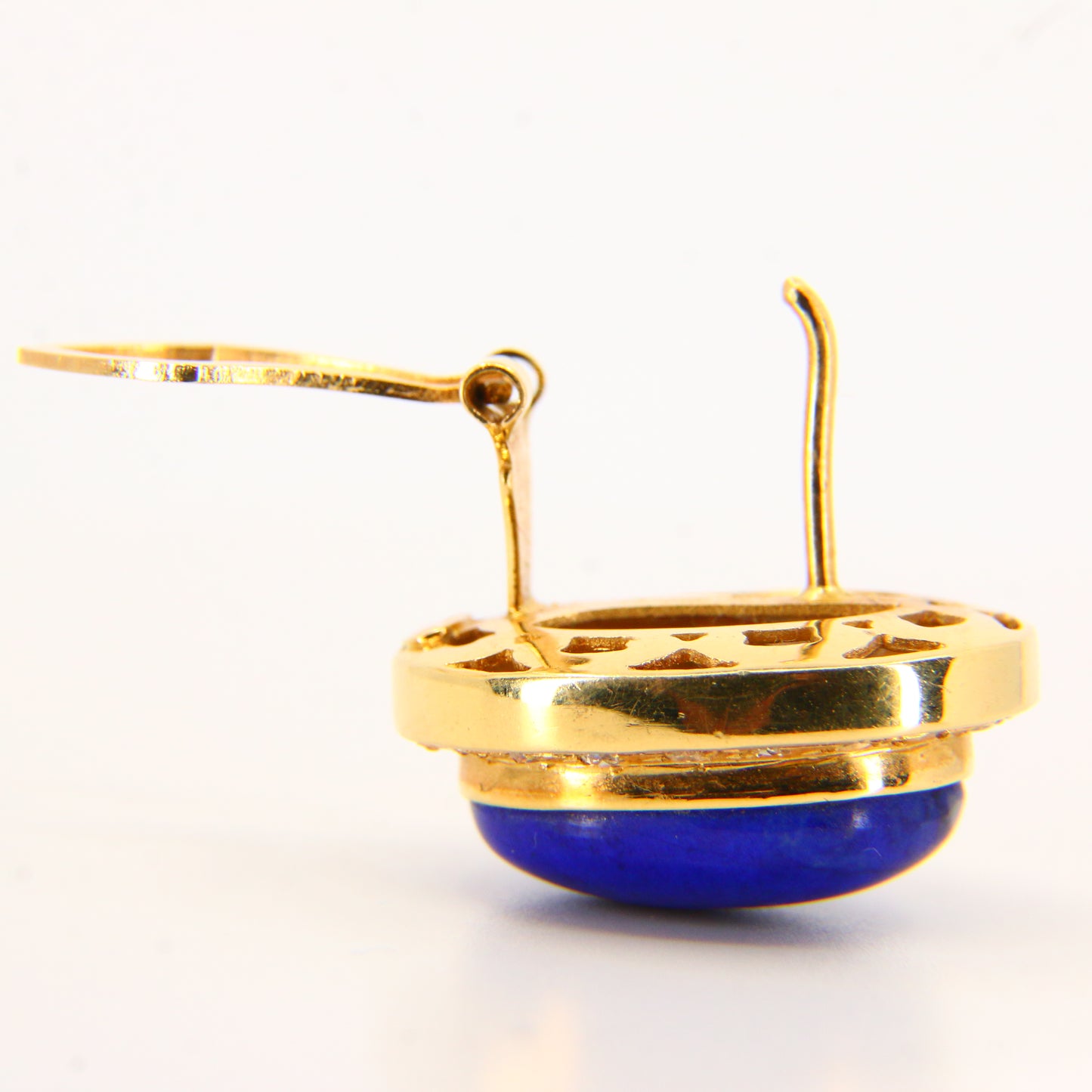 Vintage 18ct Lapis & CZ Earrings – Orintio Joyeros – Gold Earrings Boxed Gift