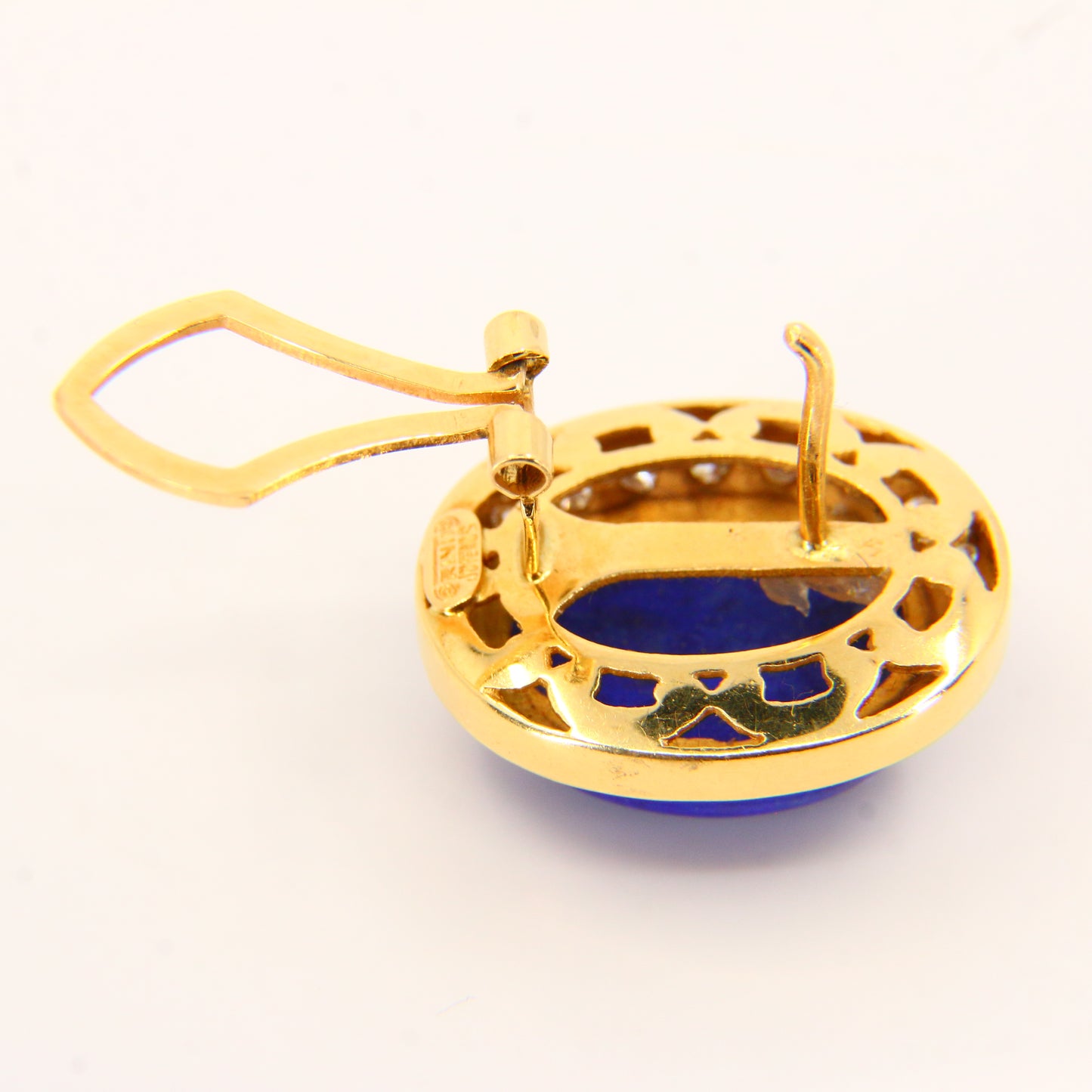 Vintage 18ct Lapis & CZ Earrings – Orintio Joyeros – Gold Earrings Boxed Gift