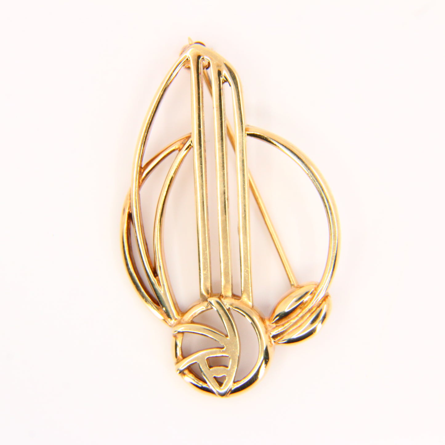 Vintage 9ct Charles Rennie Mackintosh Gold Brooch Hallmarked Yellow Gold Boxed