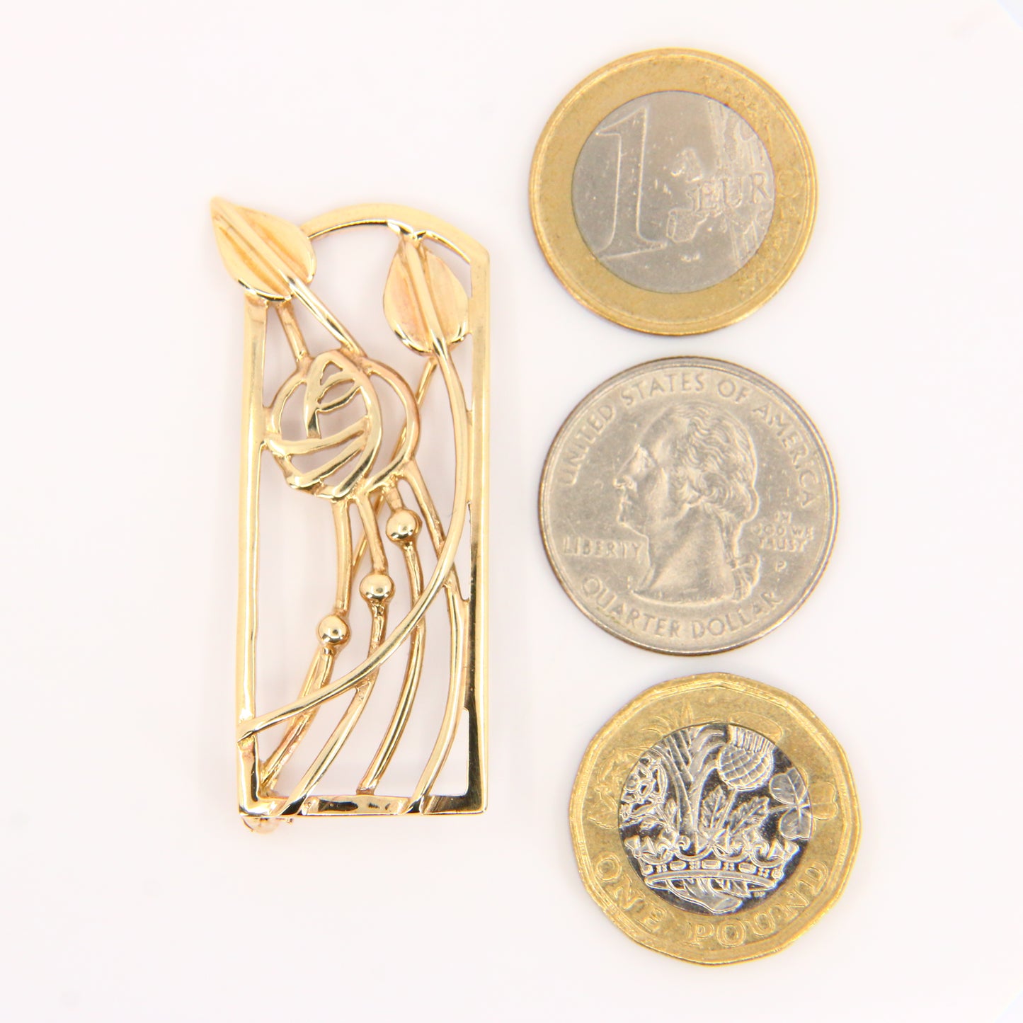 Vintage 9ct Charles Rennie Mackintosh Gold Brooch Hallmarked Yellow Gold Boxed