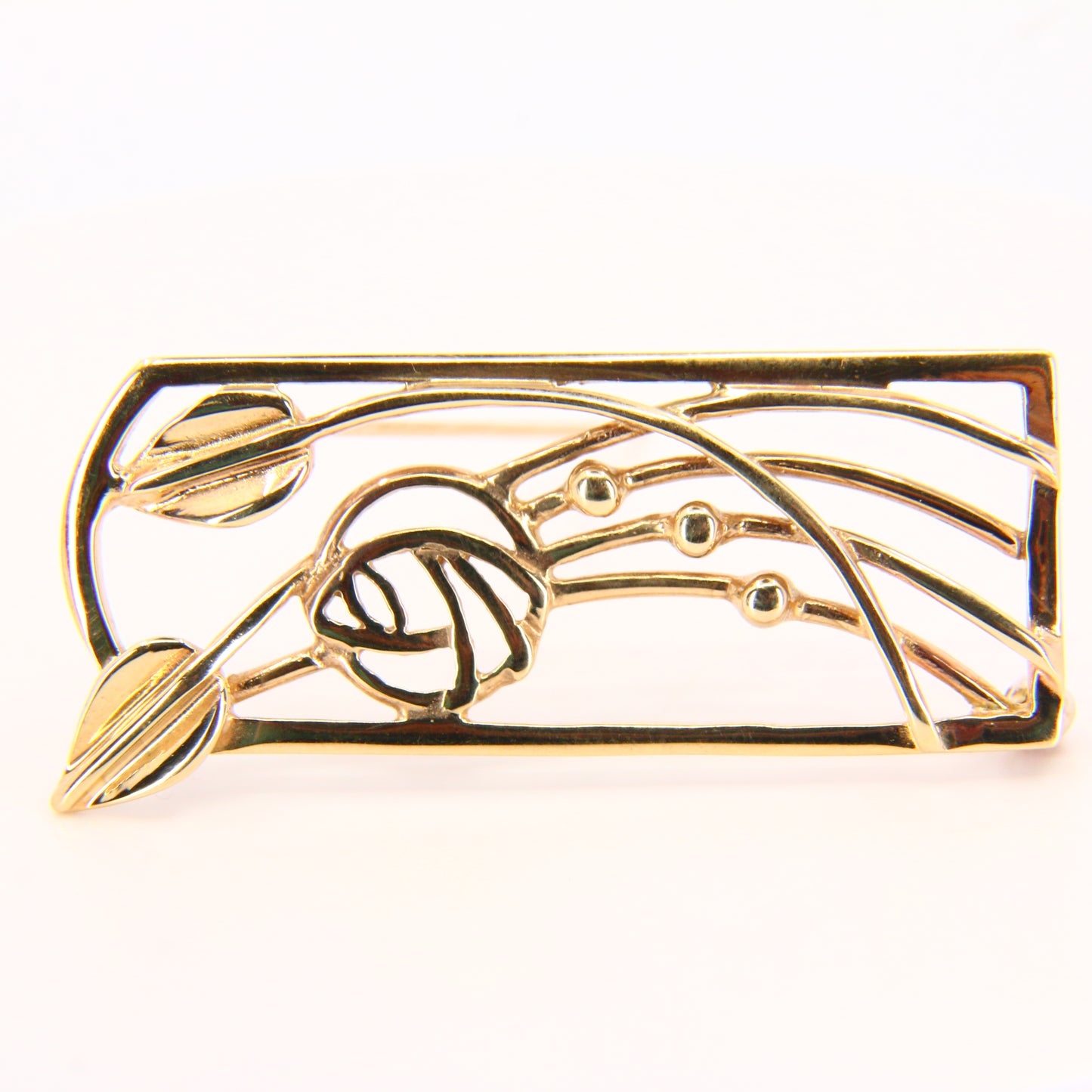 Vintage 9ct Charles Rennie Mackintosh Gold Brooch Hallmarked Yellow Gold Boxed