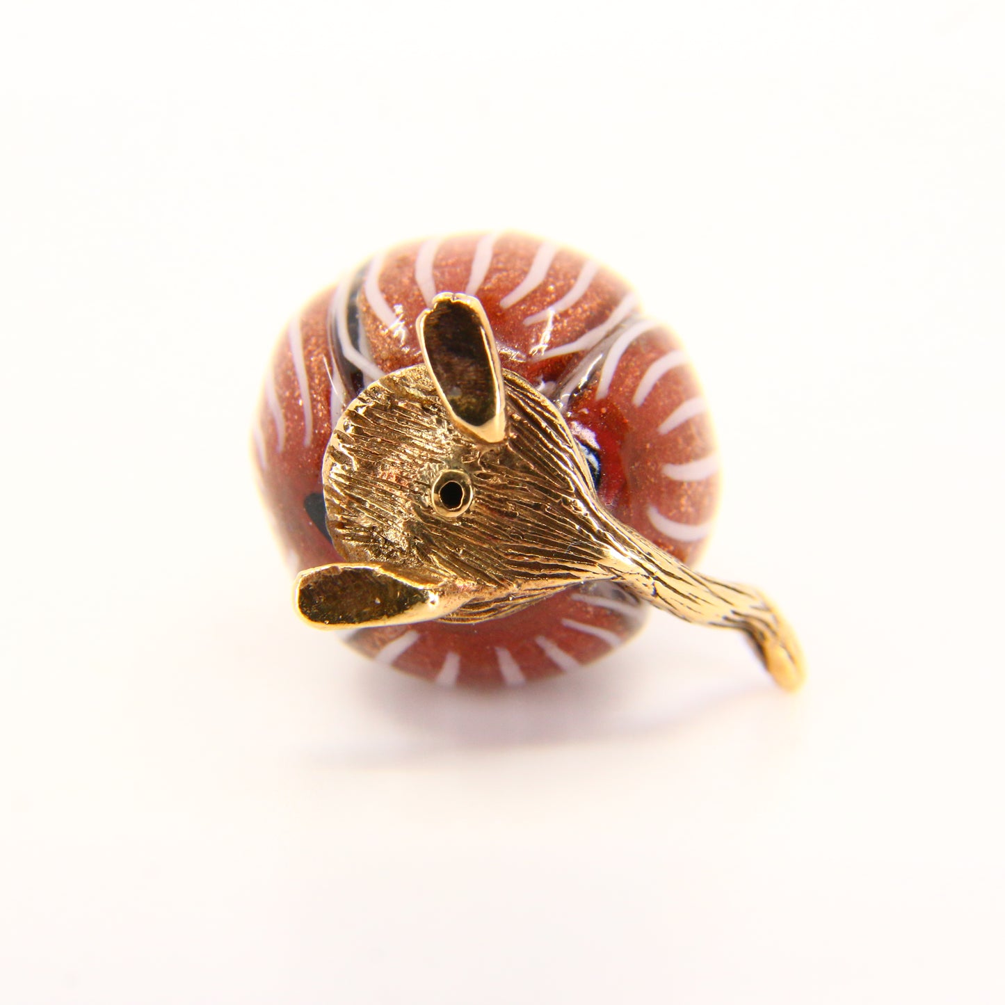 Vintage 9ct Gold Cat Charm Pendant with Goldstone Ball Feline Gift