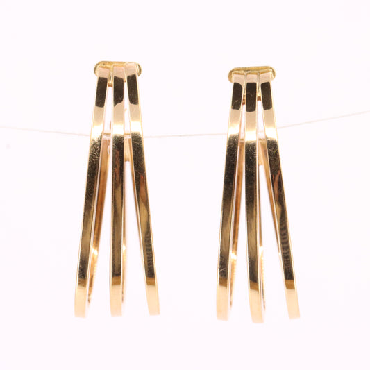 Vintage 9ct Hallmarked Yellow Gold Triple Band Hoop Earrings Italian Boxed Gift