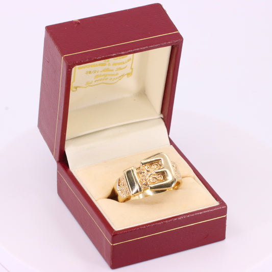 Vintage 9ct Hallmarked Yellow Gold Buckle Ring UK Size W 1/2 Boxed Gift