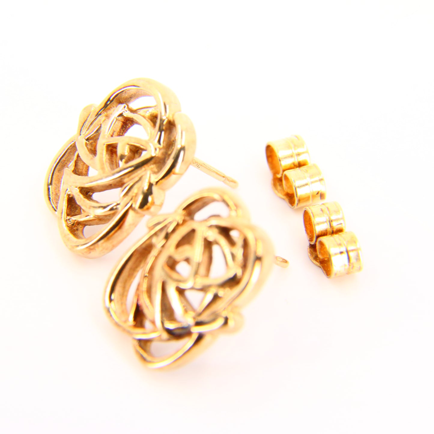 Vintage 9ct Charles Rennie Mackintosh Jewellery Set Chain Pendant Necklace & Earrings Hallmarked Yellow Gold Boxed