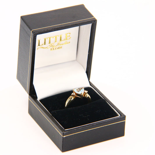 Vintage 9ct Aquamarine Blue Gem Set Gold Ring Hallmarked Yellow Gold Boxed UK Size N