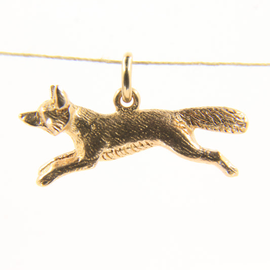 Vintage 9ct Hallmarked Gold Leaping Fox Pendant Charm Wildlife Animal Gift