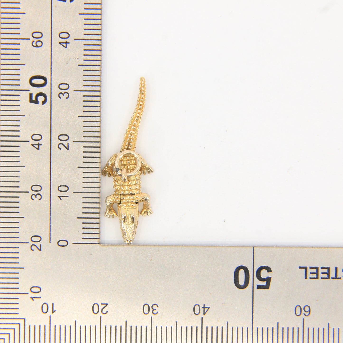 Vintage 9ct Hallmarked Gold Crocodile Pendant Articulated Safari Charm Gift