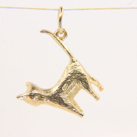 Vintage 9ct Hallmarked Cat Charm Pendant Yellow Gold Long Tailed Feline Gift