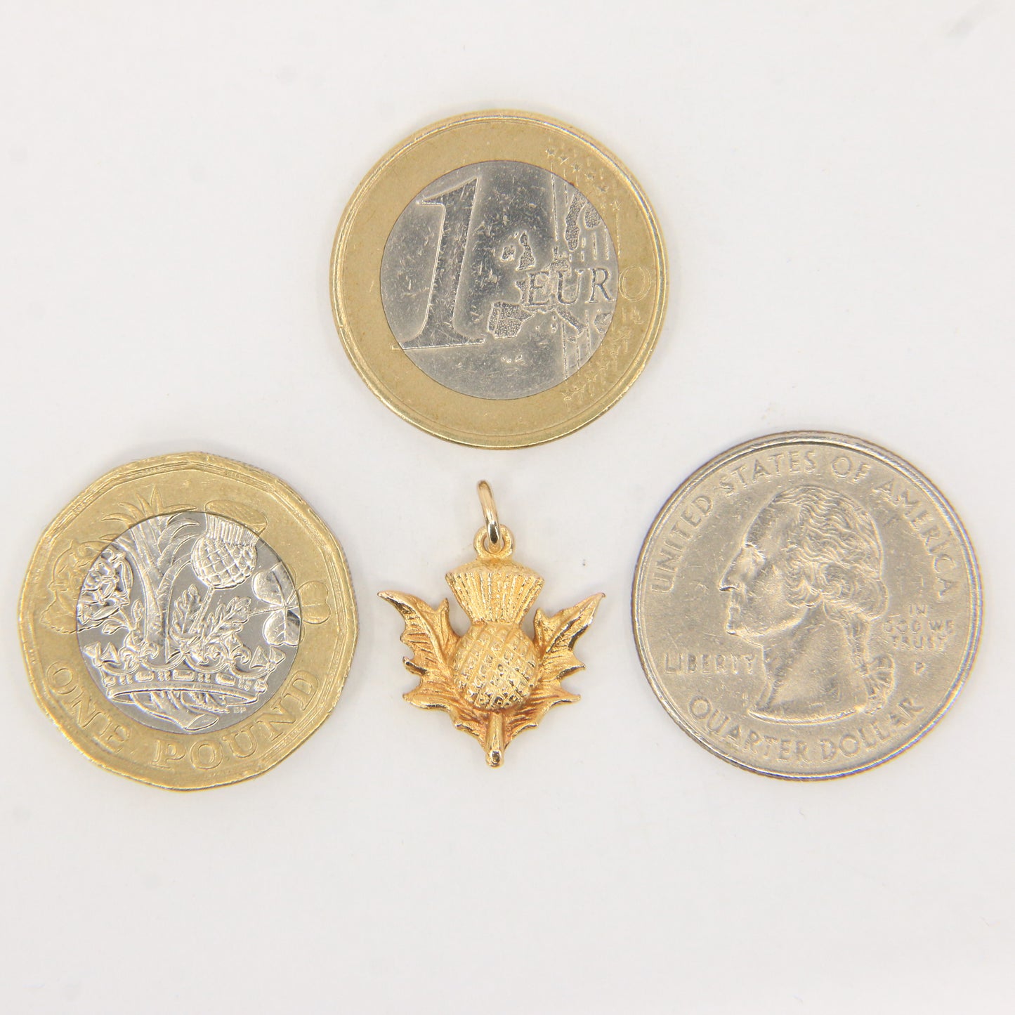 Vintage 9ct Yellow Gold Scottish Thistle Charm Pendant Flower Of Scotland Gift