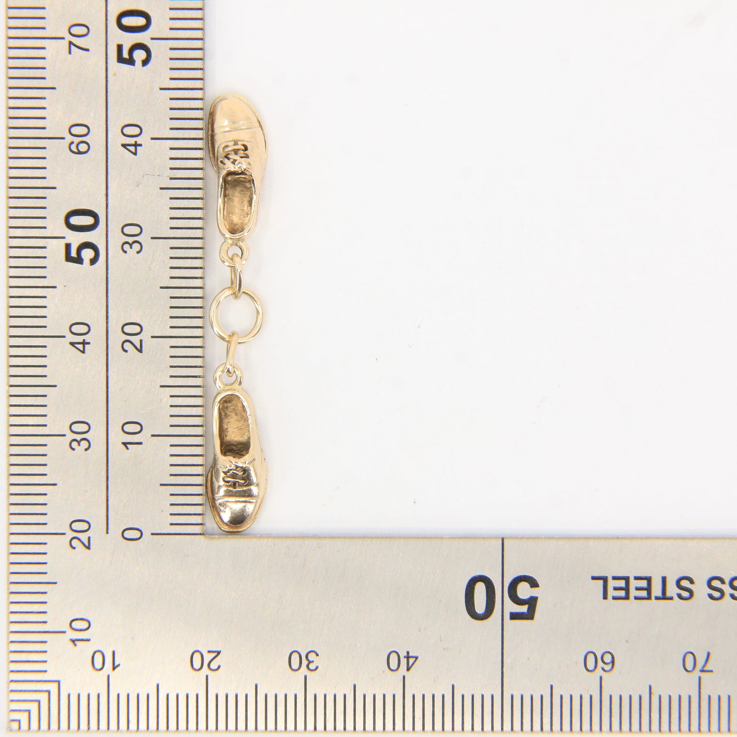 Vintage 9ct Hallmarked Yellow Gold Classic Dress Shoe Pair Charm Pendant Gift