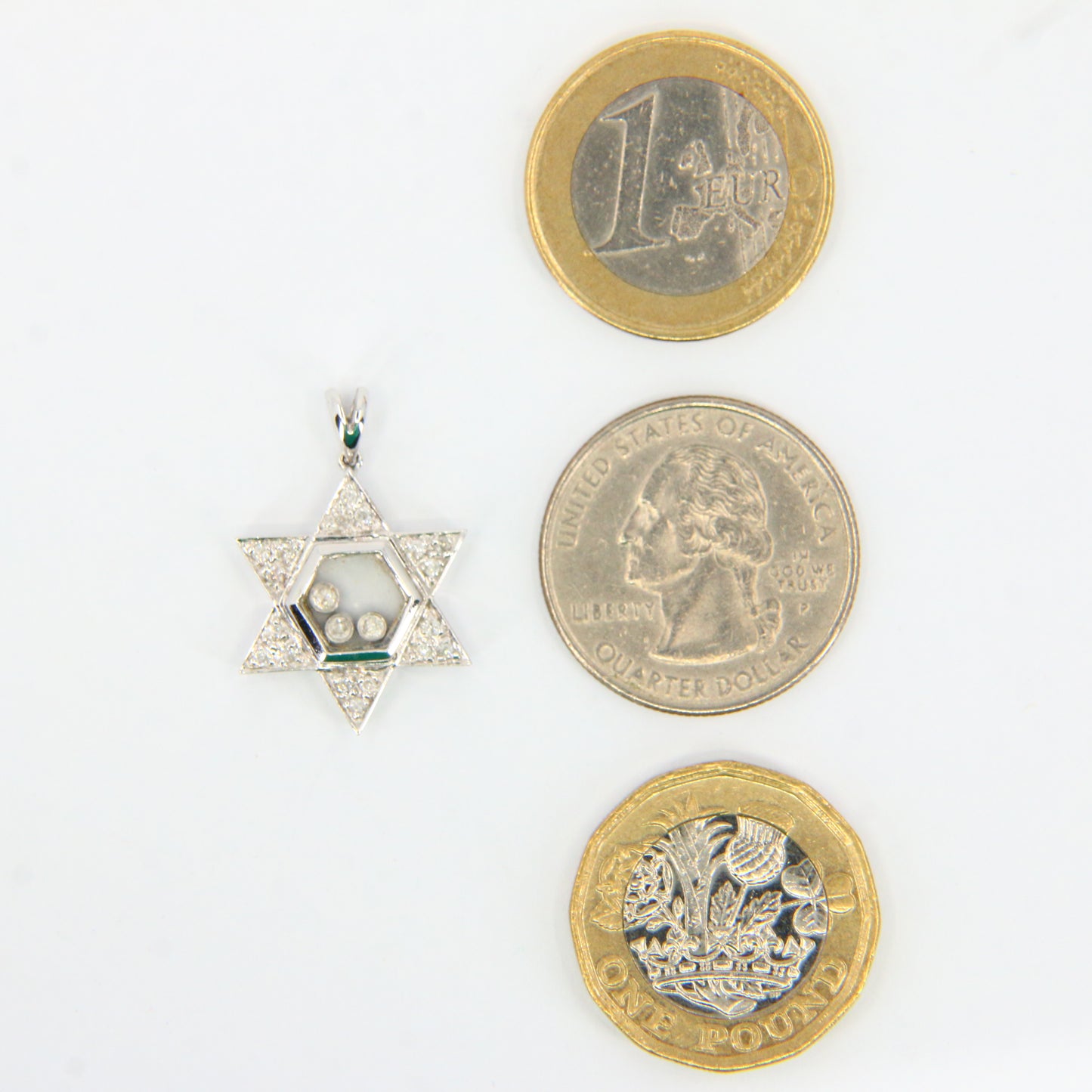 Vintage 18ct White Gold Floating Diamond Star Pendant Hallmarked Gift