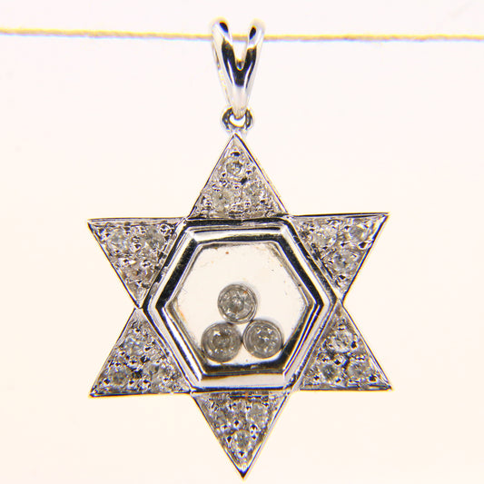 Vintage 18ct White Gold Floating Diamond Star Pendant Hallmarked Gift